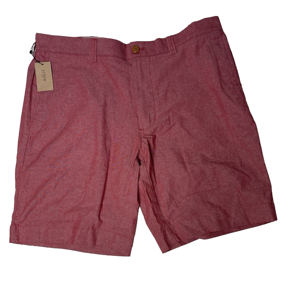 J.Crew Gramercy Mens Shorts 35 Red Chambray Cotton 9 Inch Inseam NWT